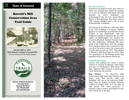 Barrett's Mill Conservation Area Trail Guide Town of Concord