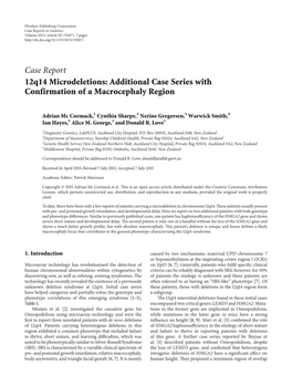 Case Report 12Q14 Microdeletions: Additional Case Series with Confirmation of a Macrocephaly Region