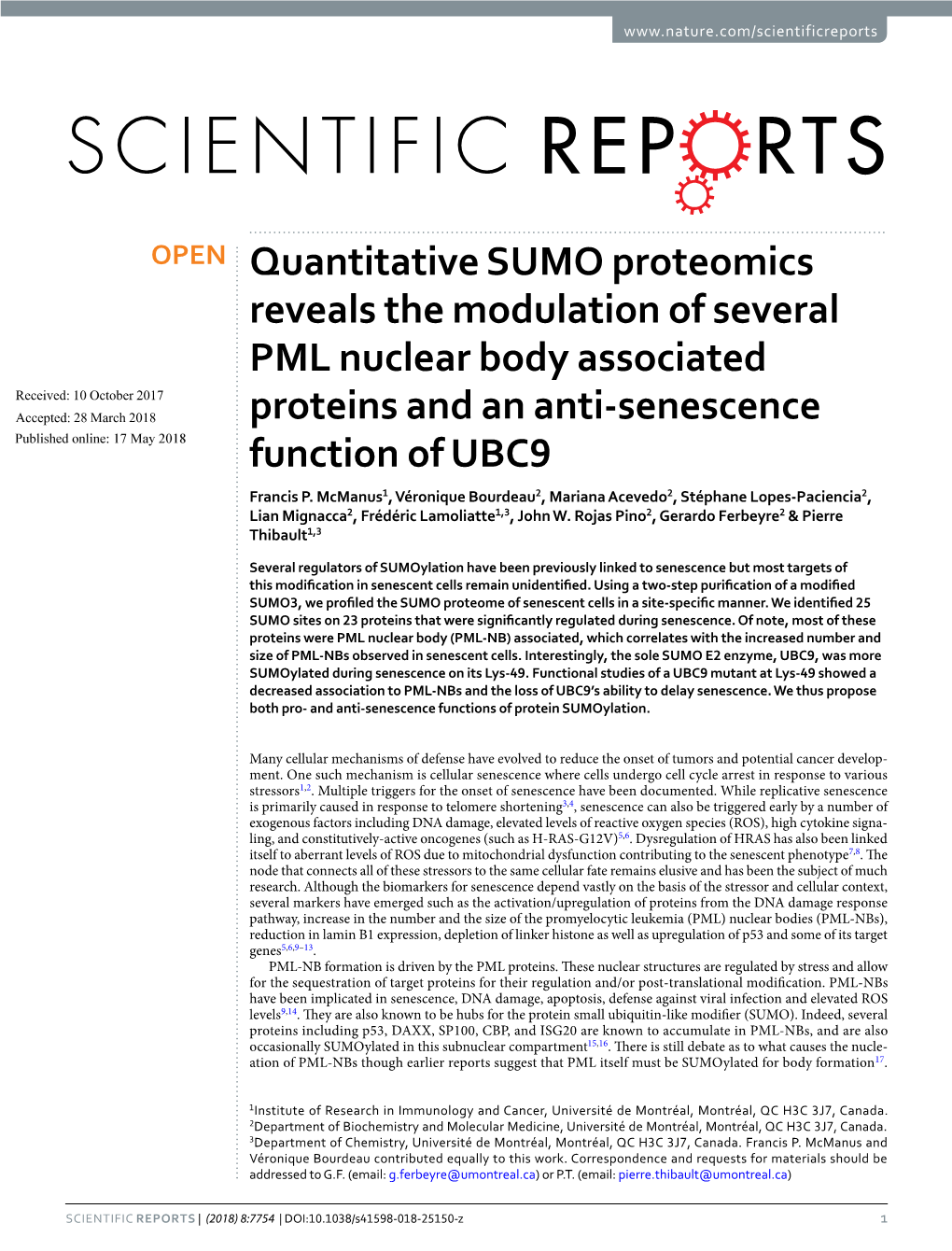 Quantitative SUMO Proteomics Reveals the Modulation of Several