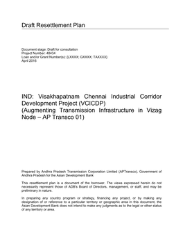 Visakhapatnam Chennai Industrial Corridor Development Project (VCICDP) (Augmenting Transmission Infrastructure in Vizag Node – AP Transco 01)