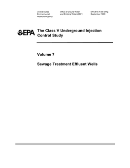 The Class V Underground Injection Control Study Volume 7 Sewage