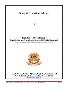 Study & Evaluation Scheme Of