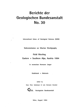 Berichte Der Geologischen Bundesanstalt No. 30