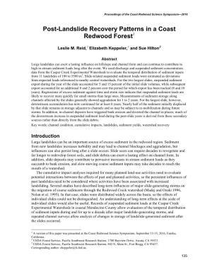 Post-Landslide Recovery Patterns in a Coast Redwood Forest1
