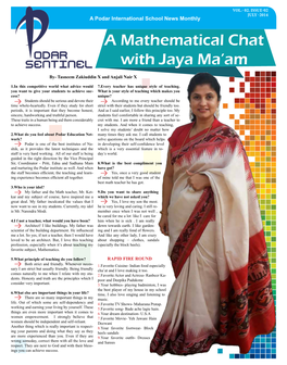 A Mathematical Chat with Jaya Ma'am