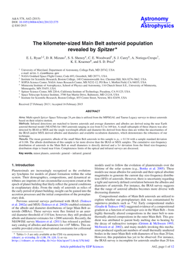 The Kilometer-Sized Main Belt Asteroid Population Revealed by Spitzer⋆