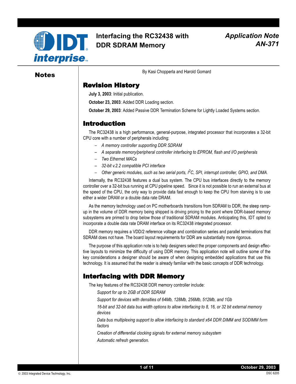 AN-371, Interfacing RC32438 with DDR SDRAM Memory