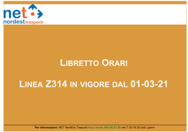 Libretto Orari Linea Z314 in Vigore Dal 01-03-21