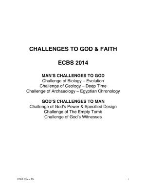 Challenges to God & Faith Ecbs 2014