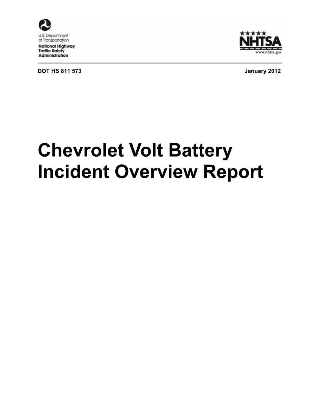 Chevrolet Volt Battery Incident Overview Report