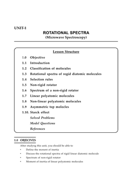 ROTATIONAL SPECTRA (Microwave Spectroscopy)