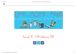 Episode 35 - CYA Conference 2019 - One More Page Podcast