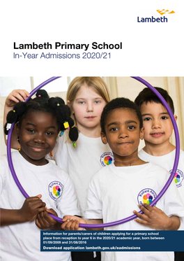 Lambeth Primary School In-Year Admissions 2020/21