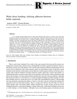 Wafer Direct Bonding: Tailoring Adhesion Between Brittle Materials