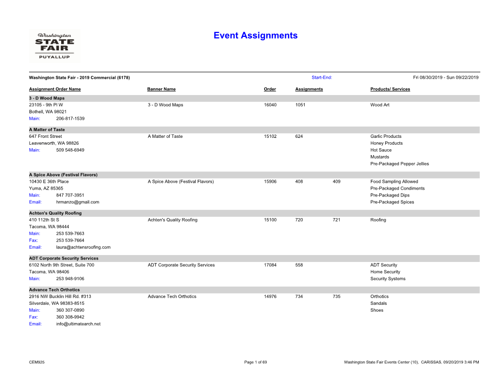 Event Assignments