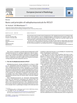 Basics and Principles of Radiopharmaceuticals for PET/CT