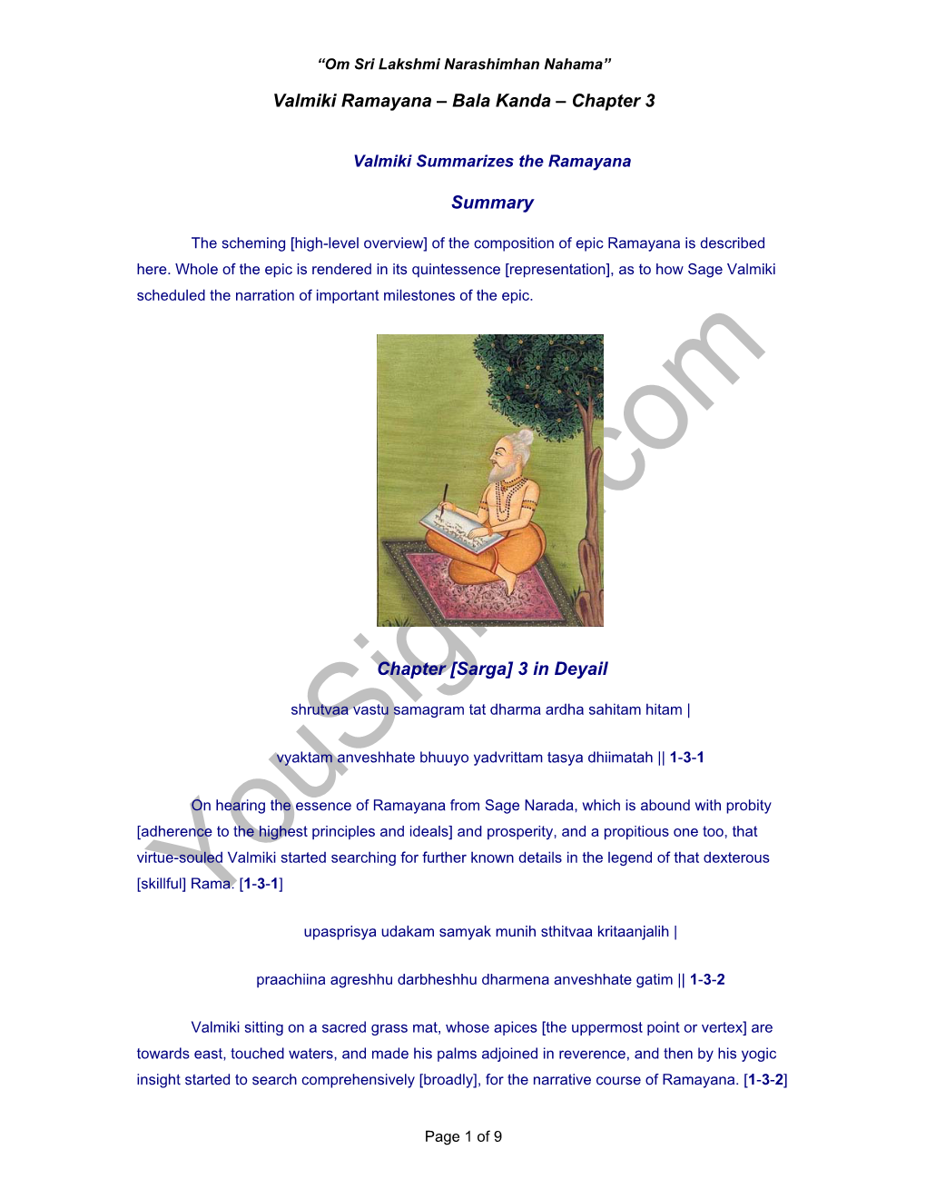 Valmiki Ramayana – Bala Kanda – Chapter 3
