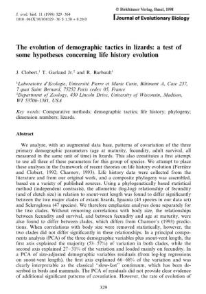The Evolution of Demographic Tactics in Lizards: a Test of Some Hypotheses Concerning Life History Evolution