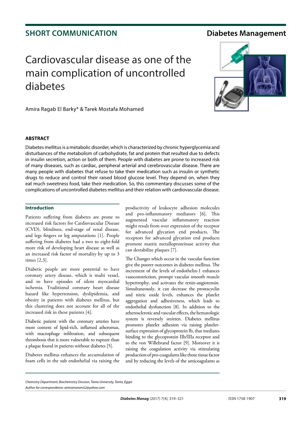 Cardiovascular Disease As One of the Main Complication of Uncontrolled Diabetes