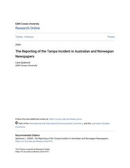 The Reporting of the Tampa Incident in Australian and Norwegian Newspapers