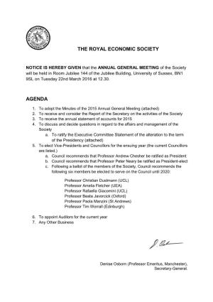 The Royal Economic Society Agenda
