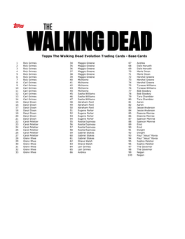 Topps the Walking Dead Evolution Trading Cards - Base Cards