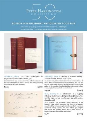 Boston International Antiquarian Book Fair 2019
