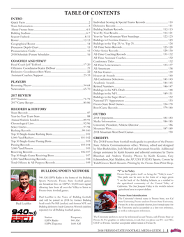 2018 Fresno State Football Media Guide Is a Product of the Fresno Passing Records