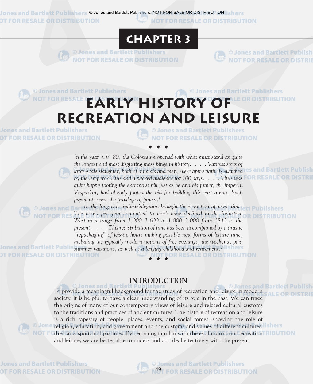 Early History of Recreation and Leisure