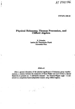 Physical Holonomy, Thomas Precession, and Clifford Algebra