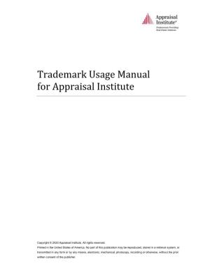 Appraisal Institute Trademark Usage Manual