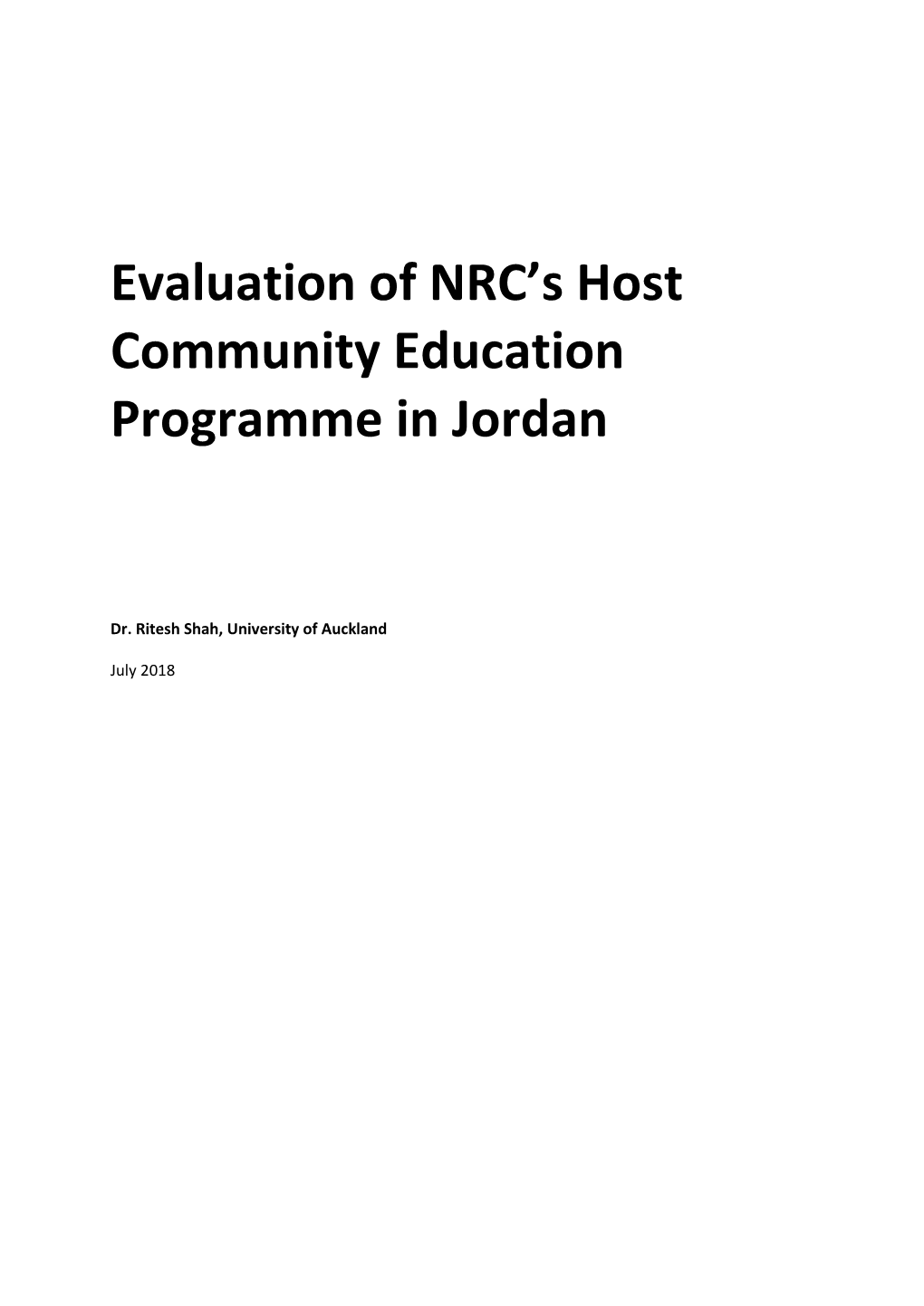 Evaluation of NRC's Host Community Education Programme in Jordan
