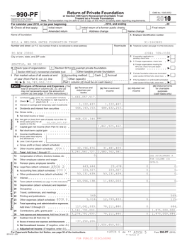 Attach to the Corporation's Tax Return. Name Employer Identification Number BILL & MELINDA GATES FOUNDATION TRUST 91-1663695