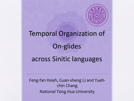 On the Status of “Prenuclear” Glides in Mandarin Chinese: Articulatory