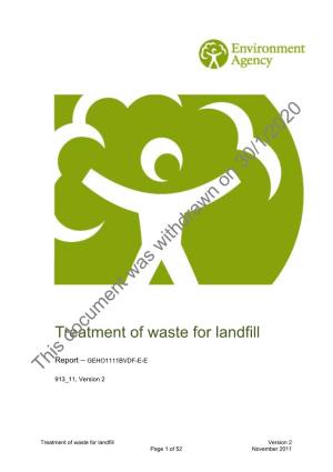 913 11 Treatment of Waste for Landfill