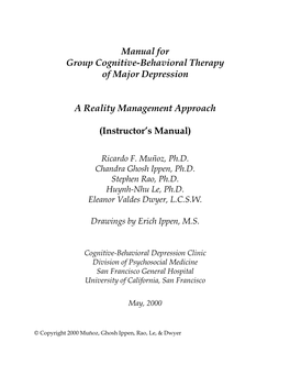 Manual for Group Cognitive-Behavioral Therapy of Major Depression a Reality Management Approach