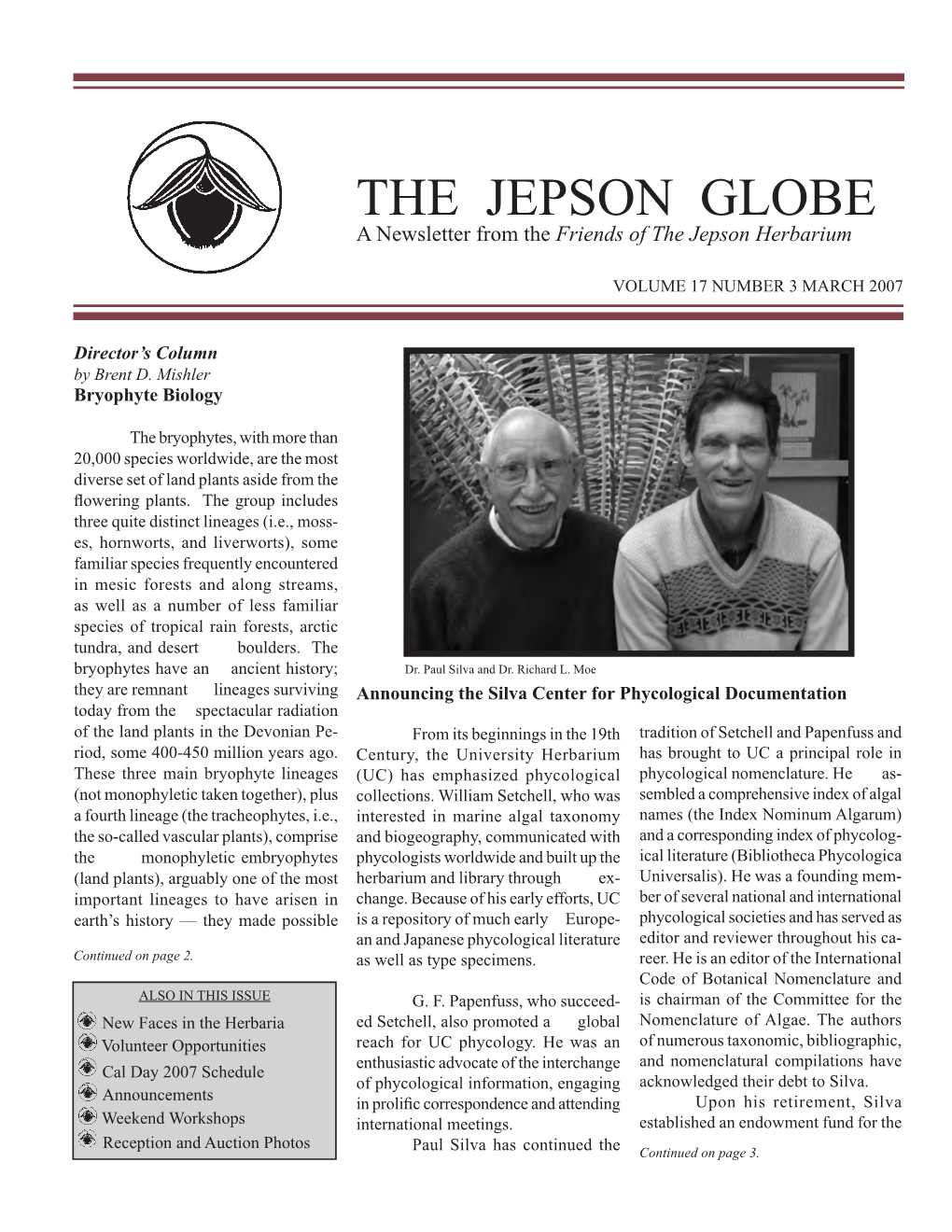 THE JEPSON GLOBE a Newsletter from the Friends of the Jepson Herbarium