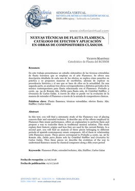 Nuevas Técnicas De Flauta Flamenca. Catálogo De Efectos Y Aplicación En Obras De Compositores Clásicos