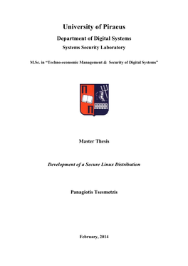 University of Piraeus Department of Digital Systems Systems Security Laboratory