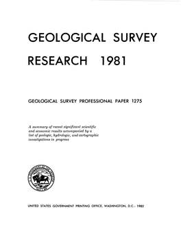 Geological Survey Research 1981