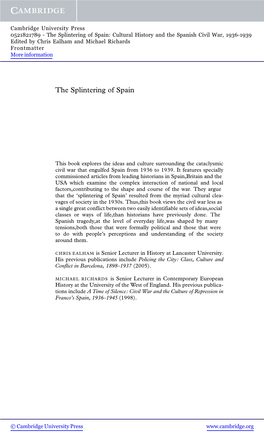 The Splintering of Spain: Cultural History and the Spanish Civil War, 1936-1939 Edited by Chris Ealham and Michael Richards Frontmatter More Information