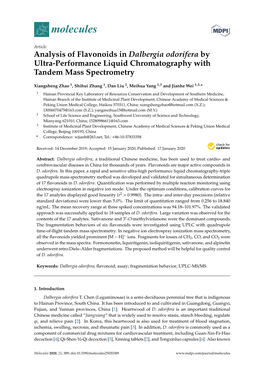 Analysis of Flavonoids in Dalbergia Odorifera by Ultra-Performance Liquid Chromatography with Tandem Mass Spectrometry