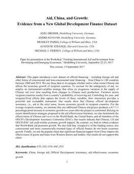 Aid, China, and Growth: Evidence from a New Global Development Finance Dataset