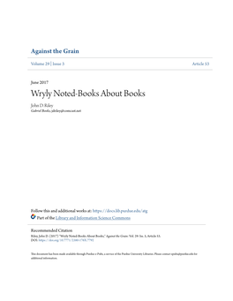 Wryly Noted-Books About Books John D