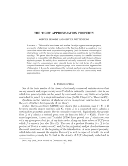 THE TIGHT APPROXIMATION PROPERTY 1. Introduction One Of