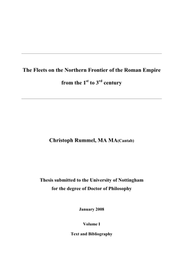 The Fleets on the Northern Frontier of the Roman Empire from the 1