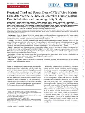 Fractional Third and Fourth Dose of RTS,S/AS01 Malaria Candidate Vaccine: a Phase 2A Controlled Human Malaria Parasite Infection and Immunogenicity Study Jason A