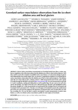 Greenland Surface Mass-Balance Observations from the Ice-Sheet Ablation Area and Local Glaciers