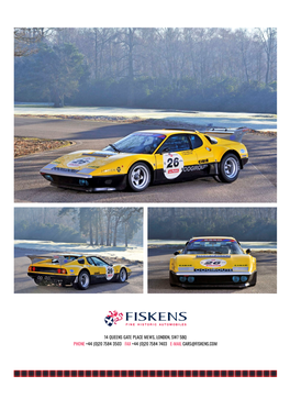 20 7584 7403 E-Mail Cars@Fiskens.Com 1978 Ferrari 512 Bb Ex Ecurie Francorchamps