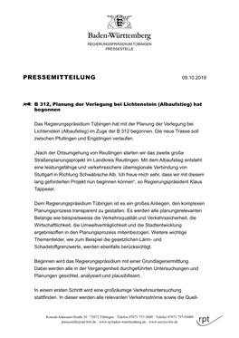 Pressemitteilung Vom 09.10.2019